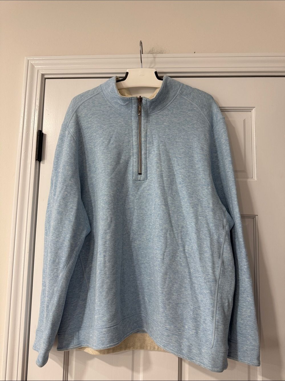 Tommy Bahama Flipshore Reversible Pullover Cotton ST225423 Sky Blue Beige  XXL